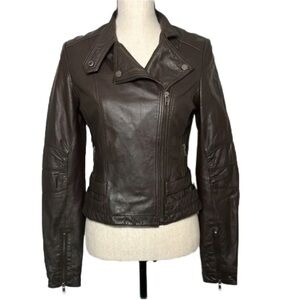 Sparkle & Fade Dark Brown Leather Motorcycle  Jacket